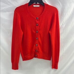 Zara Orange Knit Cardigan Sweater Size Medium